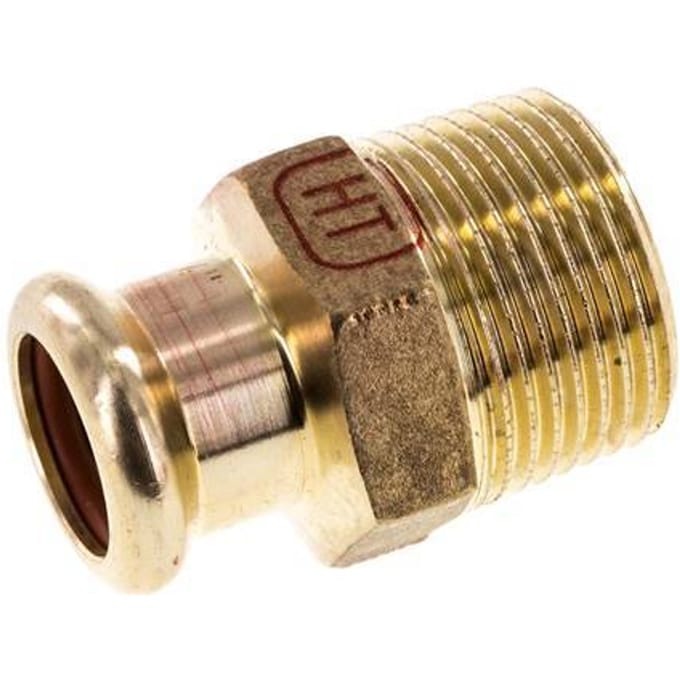 Perskoppeling - 15mm Persmof & R 3/4'' Buiseinde - Koperlegering