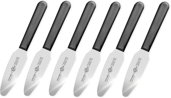 Eikaso Solingen Ontbijtmessen – 2-in-1 Broodmes & Smeermes – Gekartelde Rand – Set van 6 – Solingen