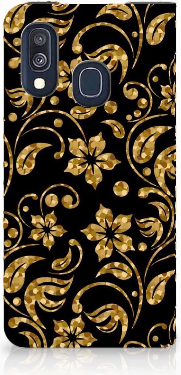 Samsung Galaxy A40 Smart Cover Gouden Bloemen