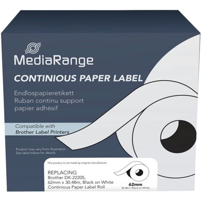 MediaRange - labels - 1 roll(s) - Roll (6.2 cm x 30.48 m) (alternative for: Brother DK-22205)
