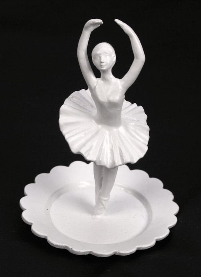Sierschaaltje Ballerina wit metaal Ø10xH14cm