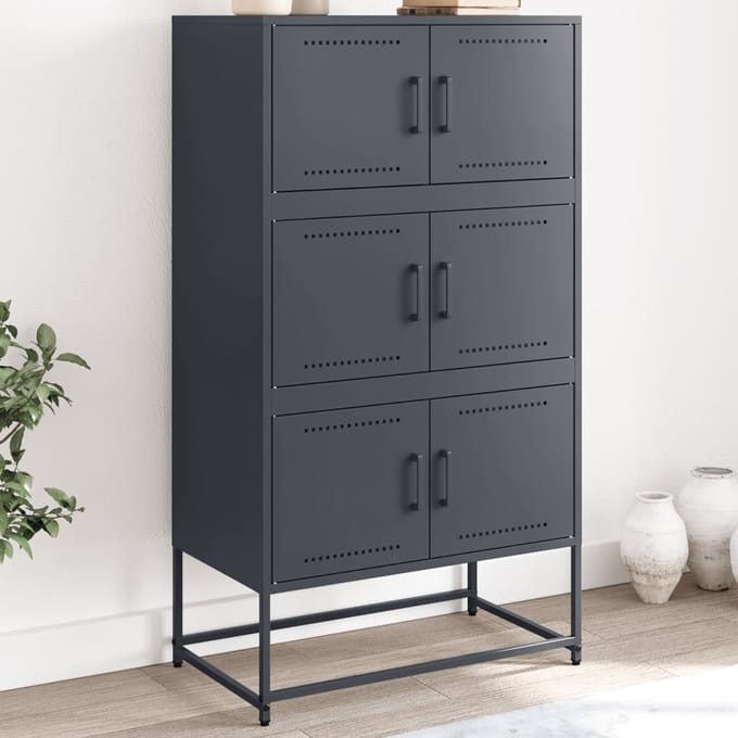 vidaXL - Dressoir - 68,5x38,5x123,5 - cm - staal - antracietkleurig