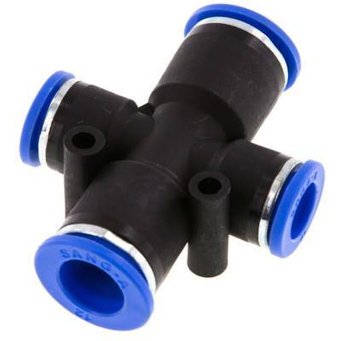 10mm x 12mm Cross PA 66 Insteekfitting 2 Aansluitingen NBR