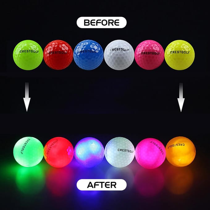 6 stuks LED Gloeiende Golfballen Nacht LED Golfballen Lichtgevende Golfballen veelkleurig