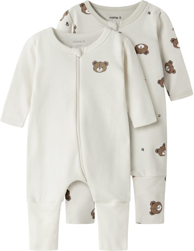 NAME IT - NBNNIGHTSUIT 2P ZIP FF PUMICE BEAR NOOS - Baby - Pyjamas