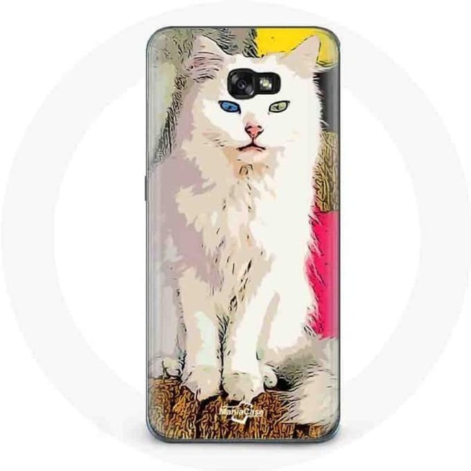 Coque pour Samsung Galaxy A8 2016 Turc de Van Chat Blanc aux yeux bleu et jaune
