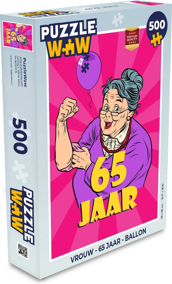Puzzel Vrouw - 65 jaar - Ballon - Legpuzzel - Puzzel 500 stukjes