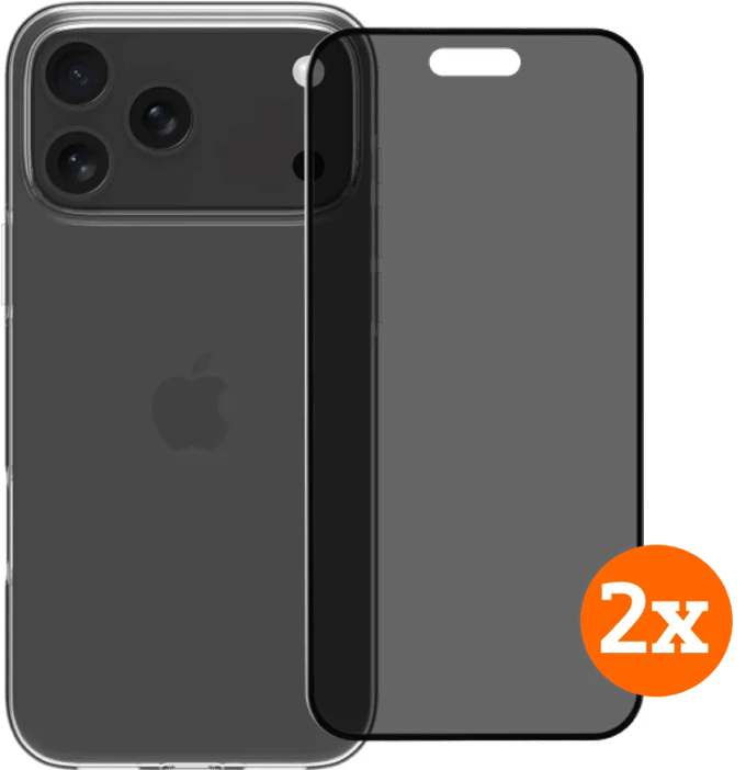 BlueBuilt Back Cover iPhone 17 Pro Max Transparant + Privacy Screenprotector Duo Pack