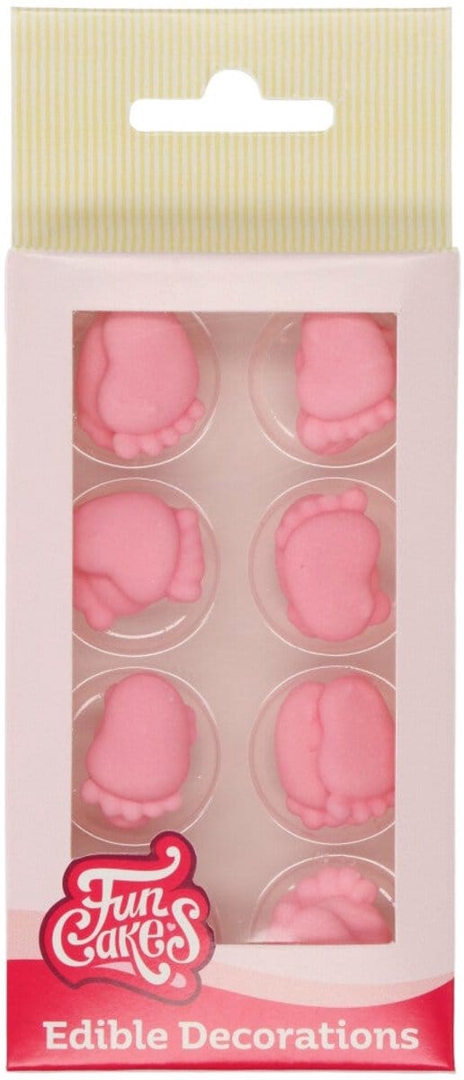 FunCakes Suikerdecoraties - Baby Voeten Roze - 16 Stuks - Eetbare Taartdecoratie