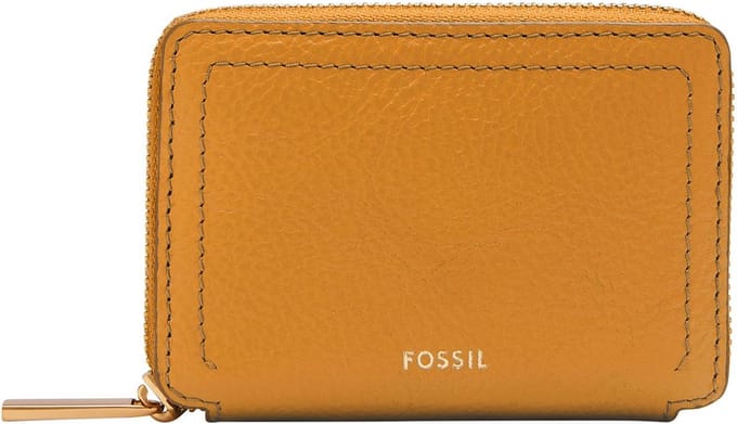 FOSSIL Kaarthoes Logan Zip Around Card Case RFID Ochre Mosterdgeel