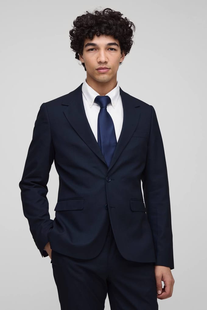Slim Single Breasted Suit Jacket | Navy | Size 50