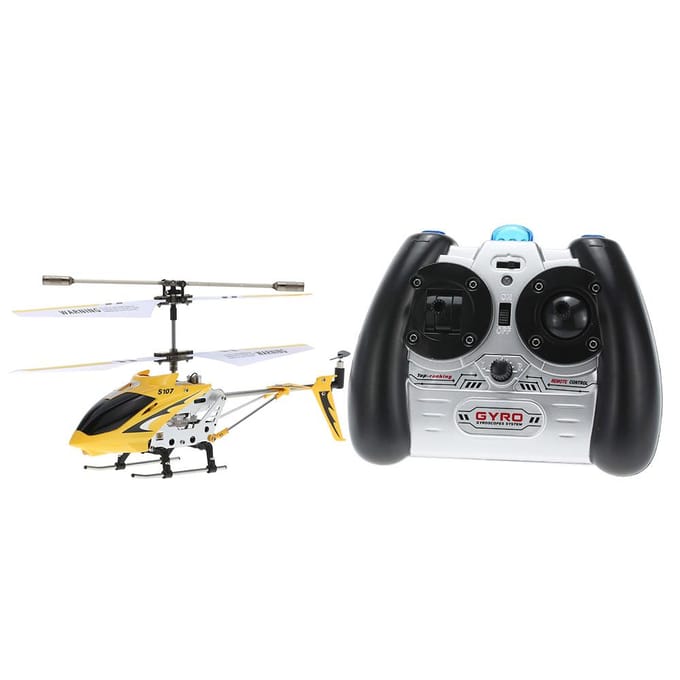 Hélicoptère télécommandé S107G avec phare de recherche Avion télécommandé à hélice à deux étages jaune