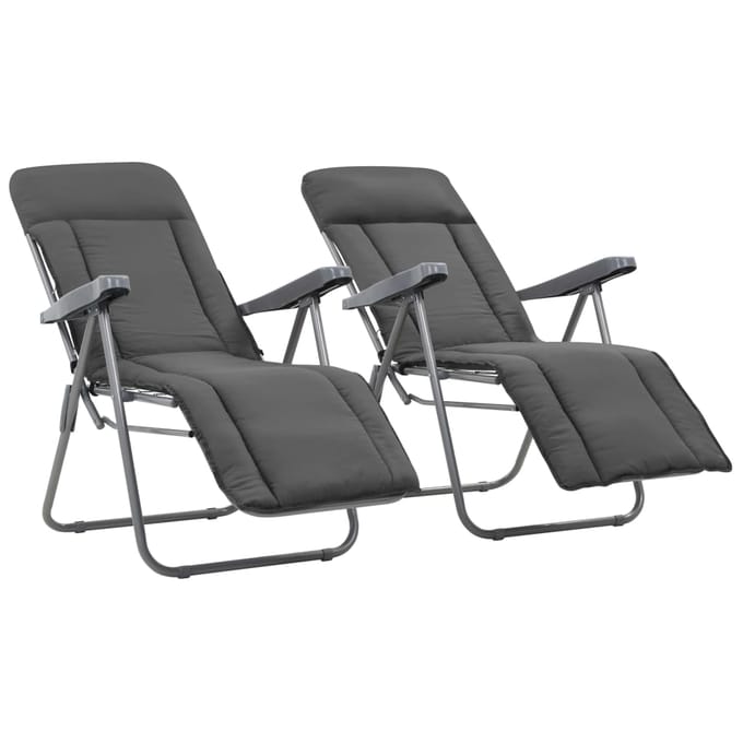 vidaXL - Opklapbare - stoelen - met - kussens, - 2 - stuks, - grijs