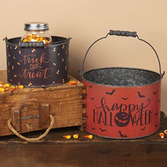 Halloween Emmers Set van 2 - Metalen Emmers voor Trick or Treat
