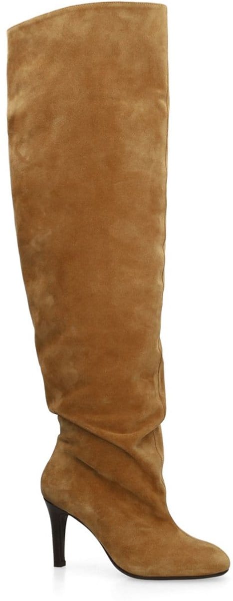 Sacha - Dames - Beige suède hoge laarzen met hak - Maat 40
