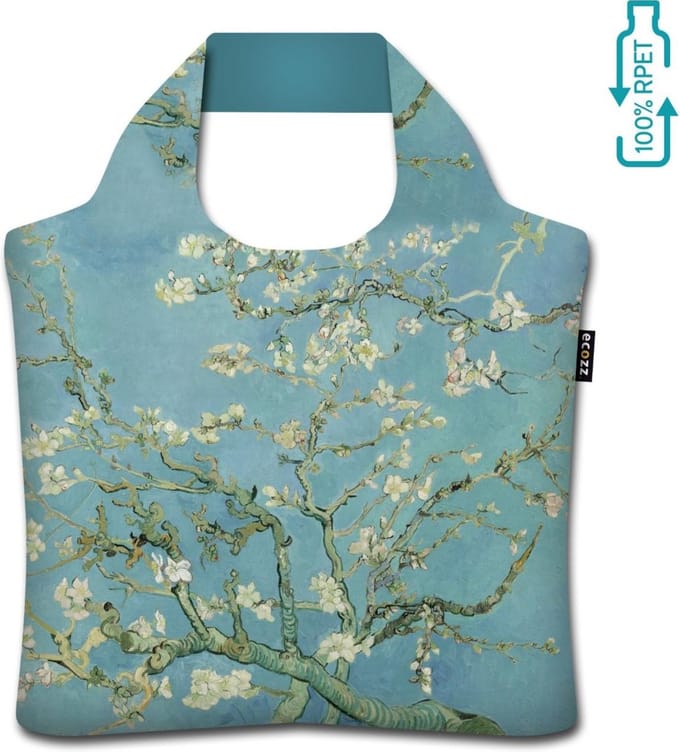 Ecozz tas - Almond Blossoms - Vincent van Gogh - met rits - 46x41 cm