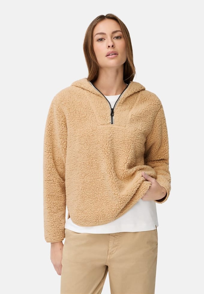 camel active Hoodie van teddyfleece - Maat womenswear-S - Karamel