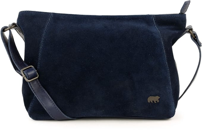 Bear Design Valentina Suede Leren Schoudertas - Navy Blauw