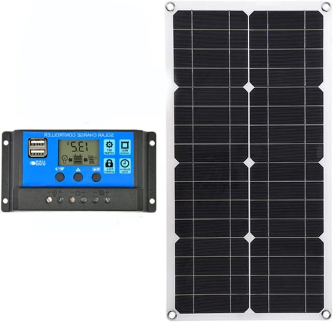Zonnepaneel - Flexibele Lader - Buiten Opladen - Dubbele Uitgang - 25 Watt - Zwart