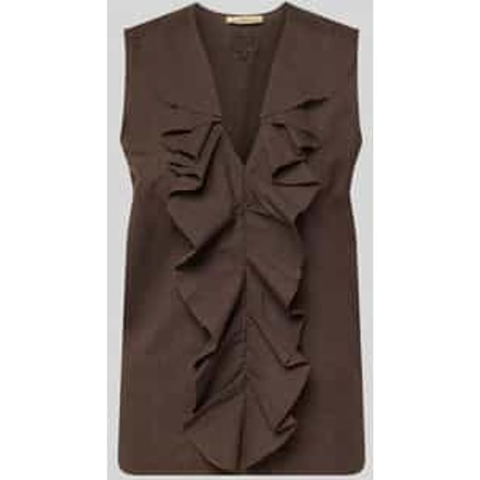 Blousetop met v-hals en volants