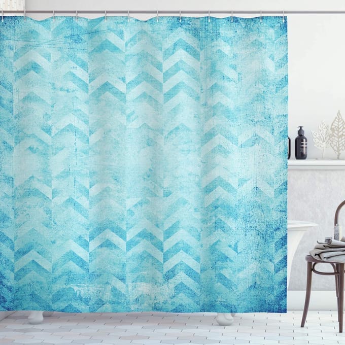 ABAKUHAUS – Turkoois Geometrisch Chevron Douchegordijn – 175x180 cm