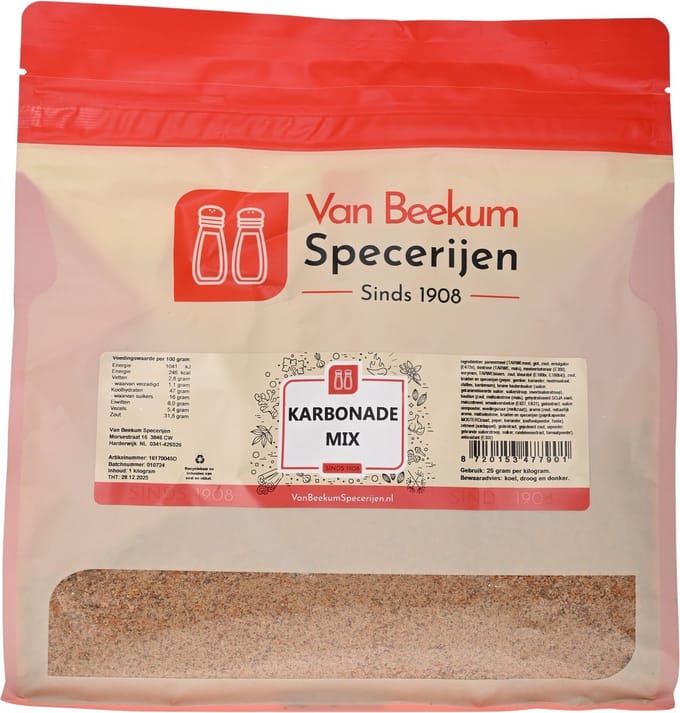 Van Beekum Specerijen - Karbonade Mix - 1 KG (hersluitbare stazak)