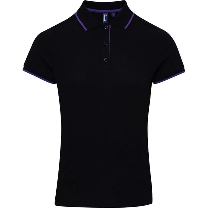 Premier Dames/Dames Coolchecker Contrast Piqué Poloshirt (Zwart/Paars)