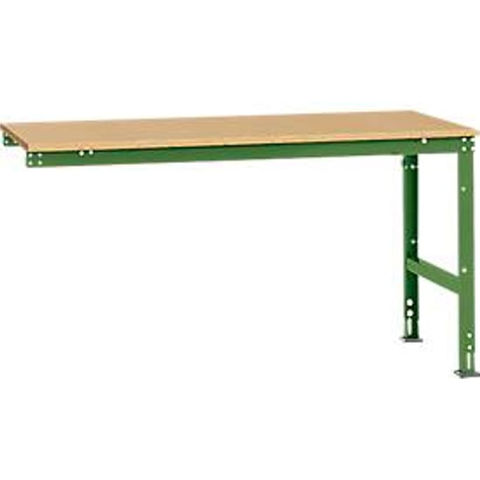 Manuflex AU6095.6011 Werk aanschuiftafel universele standaard met multiplex plaat, bxdxh = 1750 x 1000 x 760-870 mm Reseda groen (RAL 9010)