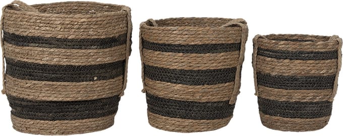 Clayre & Eef Opbergmand Set van 3 Ø 33x33 cm Bruin Zeegras
