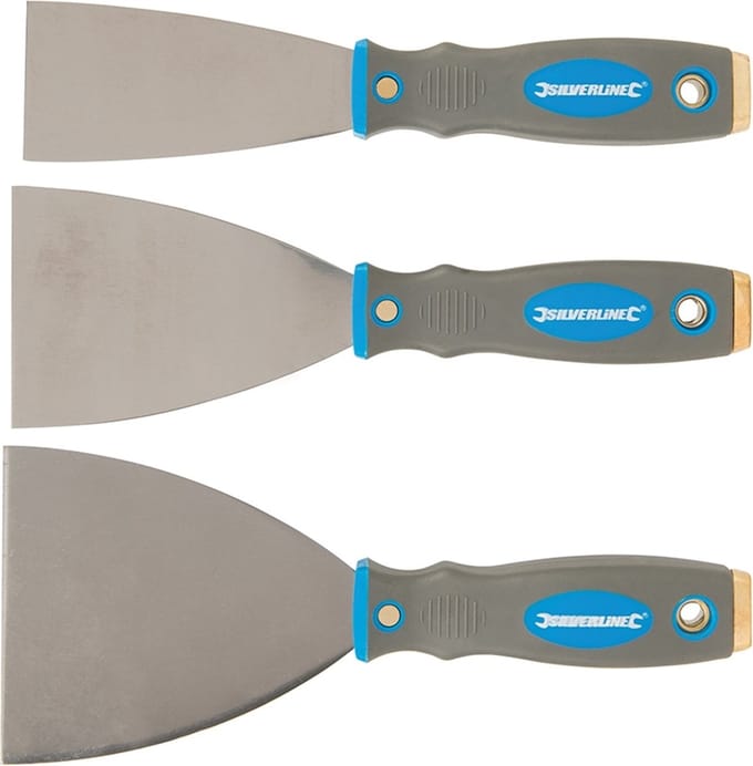 Silverline Plamuurmessen set - Roestbestendig staal - Soft-grip handvat - 3-delig - 50, 75, 100 mm