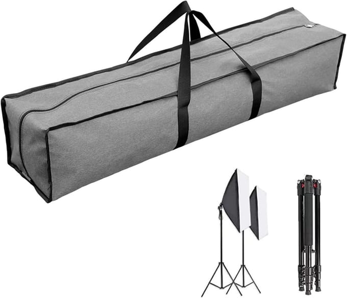Draagbare tripod tas voor lichtsteun, ideale organizer voor reizen, 80x20x20cm, grijs, stevig en compact