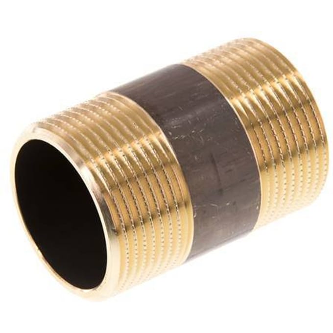 G 1 1/4'' Messing Dubbele Pijpnippel 16 Bar DIN 2982 - 60mm - FL2S-M-B-114G-60L