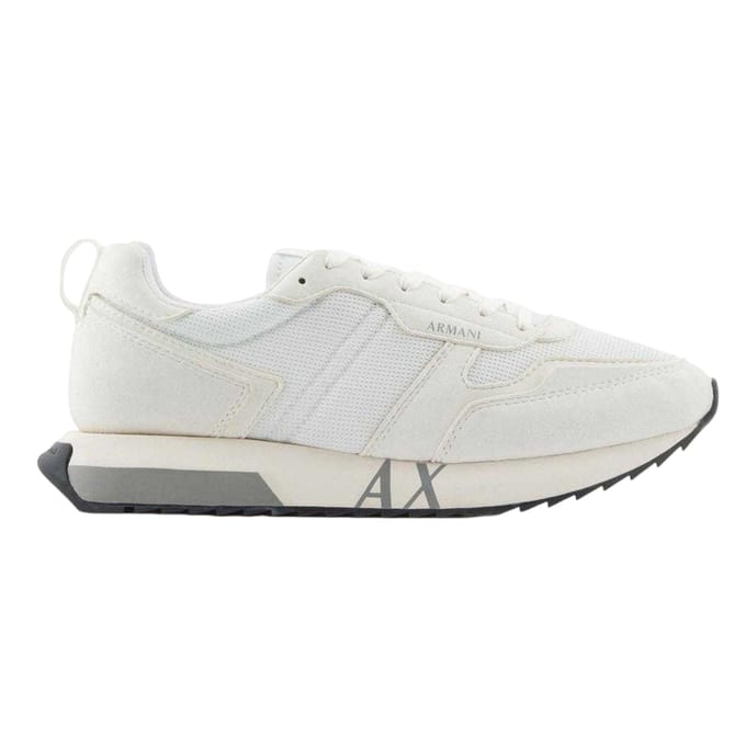 Armani Exchange Heren-sportschoenen van mesh met contrasterende zool (Gebroken wit)