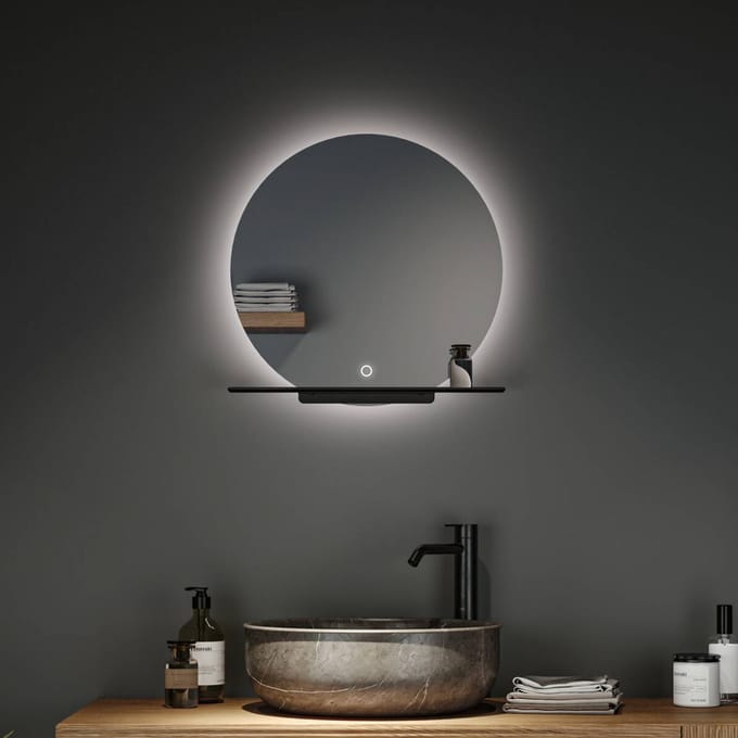 LED-verlichte spiegel Miro IP44 Tunable White 500lm 230V 11W Spiegel, Zwart mat