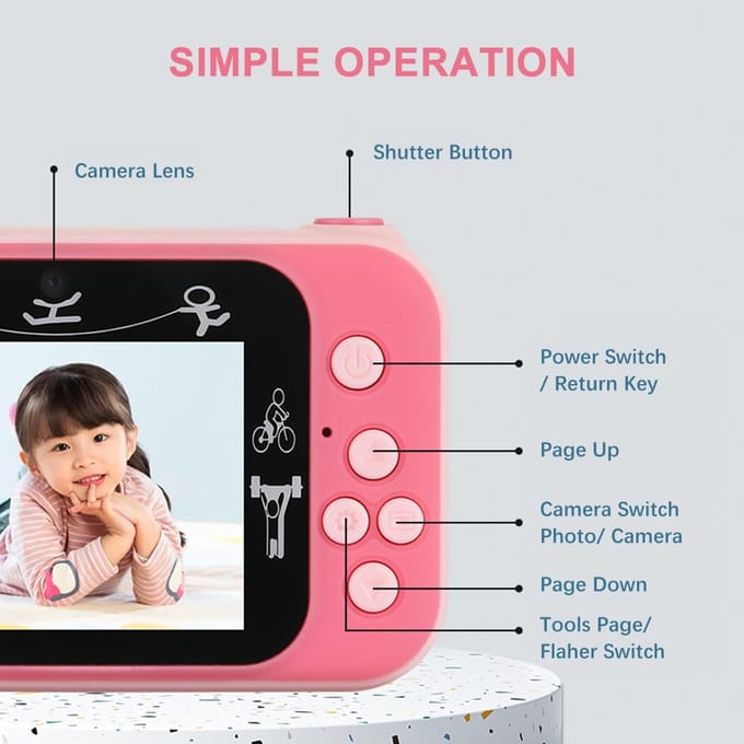 1080P Mini Kids Digitale Camera Digitale Videocamera voor Kinderen Dubbele Lens 2.4 Inch IPS Scherm Ingebouwd kaki