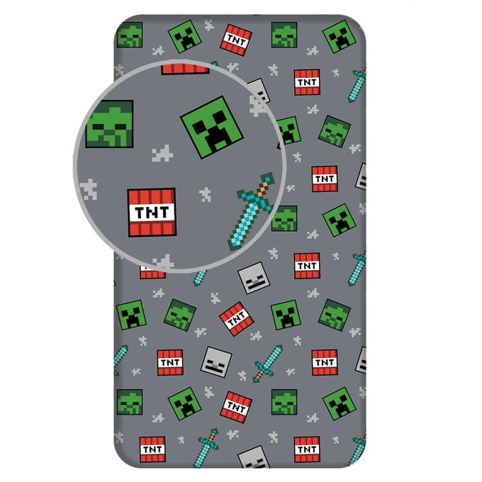 Minecraft Hoeslaken Game - 90 x 200 cm - Katoen