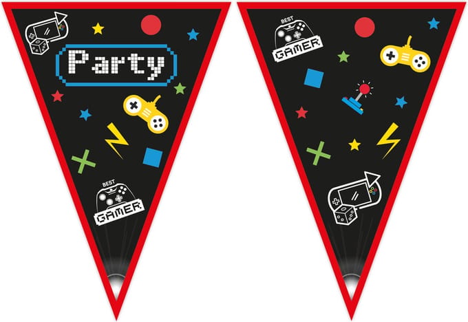 Vegaoo - Gaming Party papieren wimpelslinger 2,3 m
