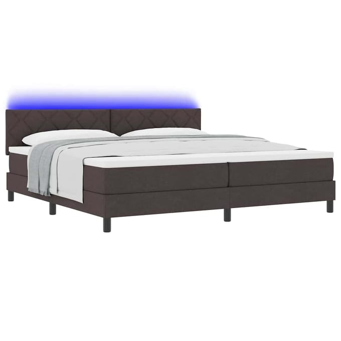 vidaXL - Boxspring - bed - met - hoofdeinde - Donkerbruin - 200 - x - 200 - cm - Stof