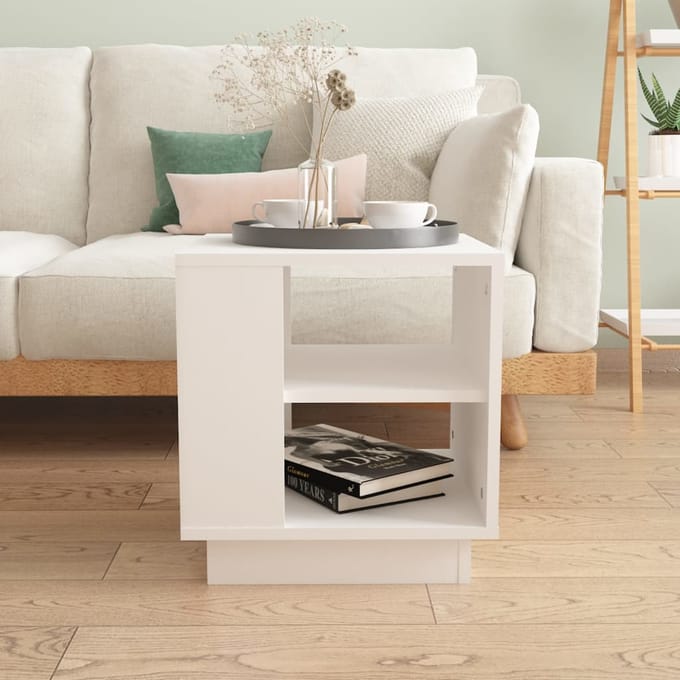 vidaXL - Salontafel - 40x40x43 - cm - bewerkt - hout - wit