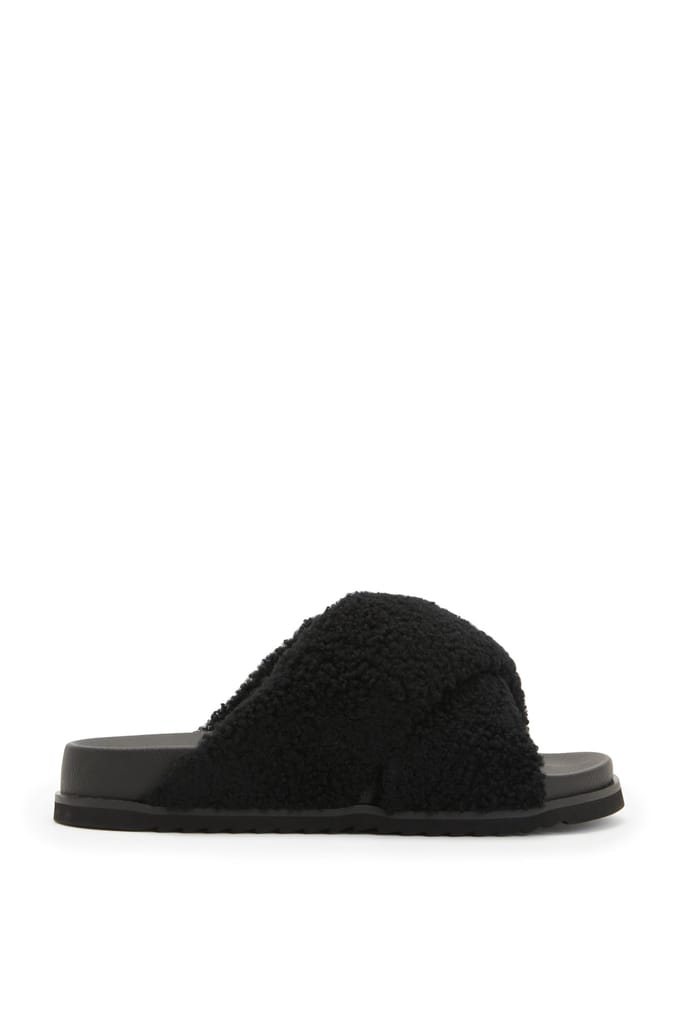 AllSaints Saki Shearling Sanda Black Taglia: 38 | Infradito Outlet | Donna | Nero