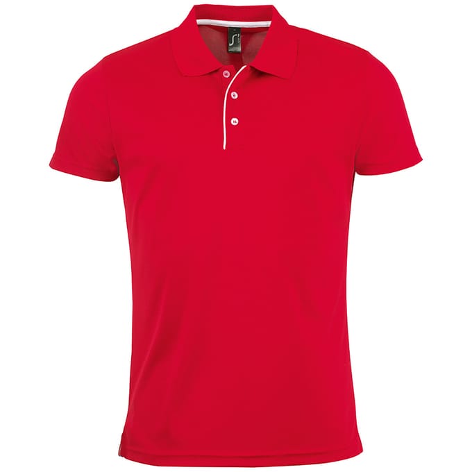 SOLS Heren Performer korte mouw Pique Polo Shirt (Rood)