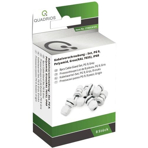 Quadrios 2102CA121 Wartel assortiment Waterbestendig PG9 PA66 Lichtgrijs 1 set(s)