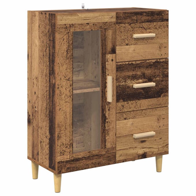 vidaXL - Dressoir - Oud - Hout - 69,5 - x - 34 - x - 90 - cm - Bewerkt - hout