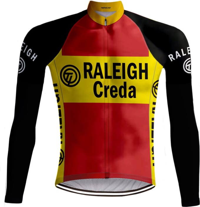 Retro Wielershirt Lange Mouwen TI-Raleigh Rood - REDTED - M