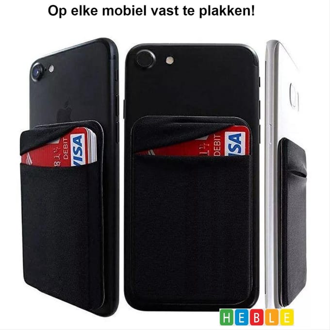 *** 2 x Creditcardhouder Pasjeshouder Met Sluiting - Kaarthouder voor Telefoon- Zwart/2 stuks - van Heble® ***