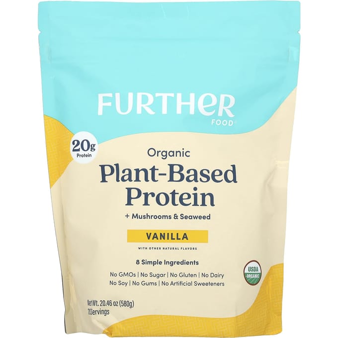 Further Food, Protéines Végétales Bio + Champignons & Algues Marines, Vanille, 20,46 oz (580 g)
