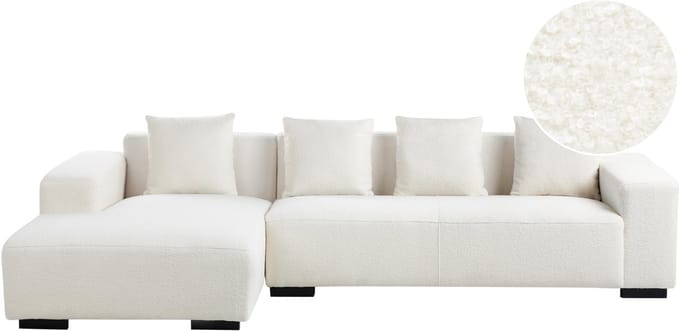 LUNGO - Hoekbank - Wit - Rechterzijde - 285 cm - Bouclé