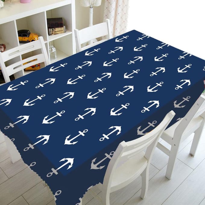 Blauwe En Witte Strepen Luxe Keuken Bruiloftsdecoratie Salontafel Tafelkleed Waterdicht Tafelkleed Nappe De Table 90-140cm