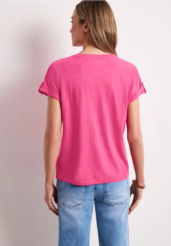Shirt met gespleten hals en knoopdetails