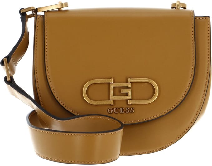 GUESS Schoudertas Fleet Mini Saddle Crossbody Bag Mustard Donkergeel